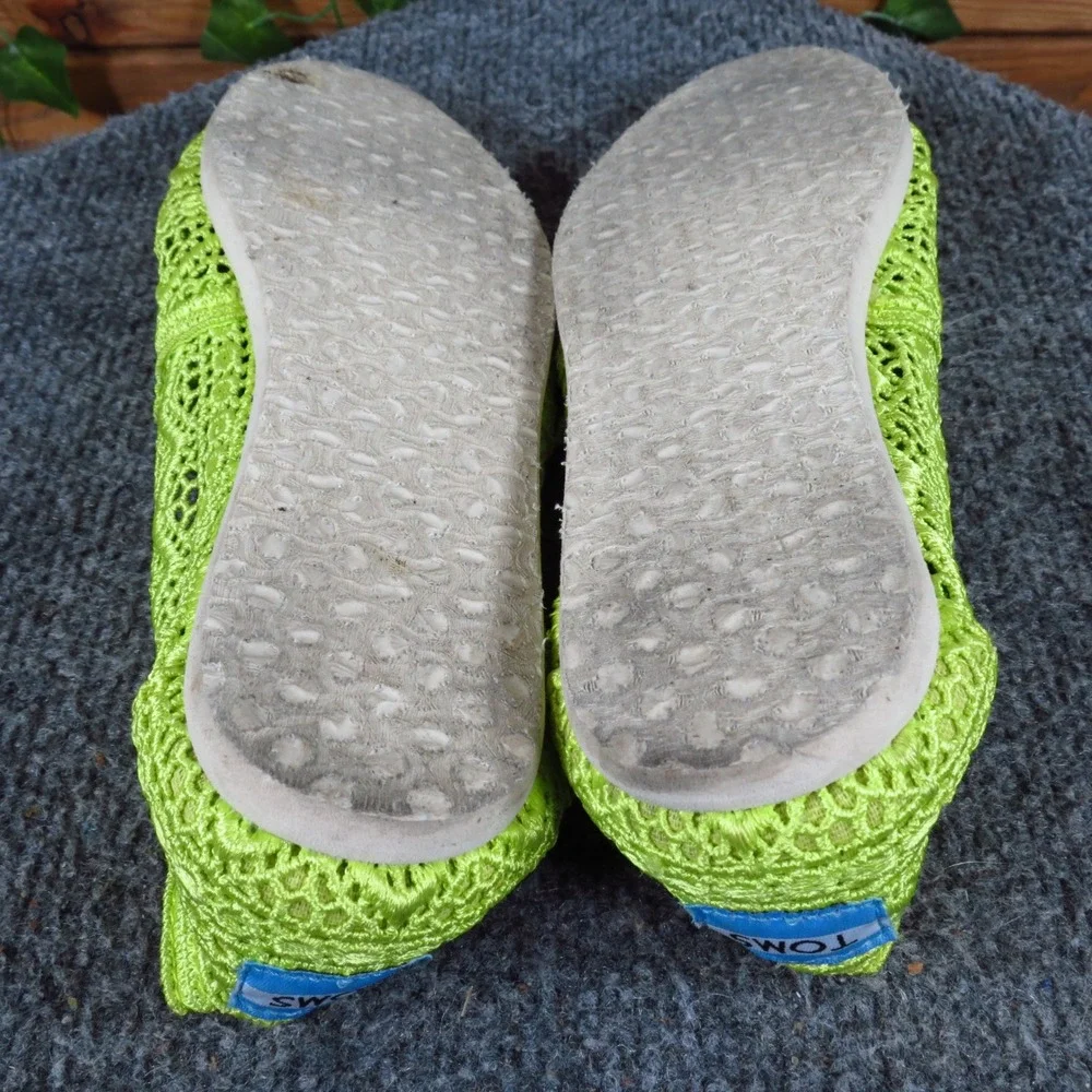 TOMS Alpargata Women Moroccan Crochet Slip On Shoe Size 7 Summer Lime Green